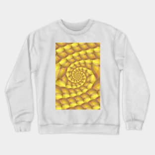 tall yellow and gold coloured complex spiral structure on a beige background Crewneck Sweatshirt